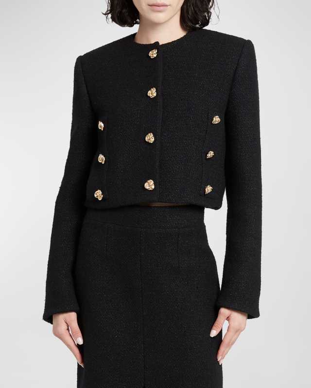 Tweed Short Jacket with Gold Knot Buttons